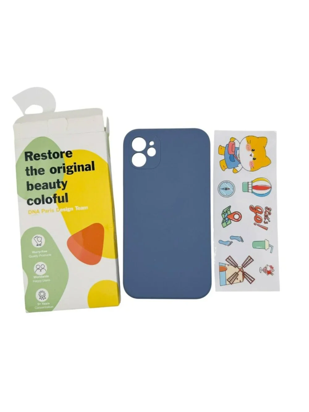DNA Paris iPhone 12/12 Pro Blue Silicone Case With Cute Sticker Set